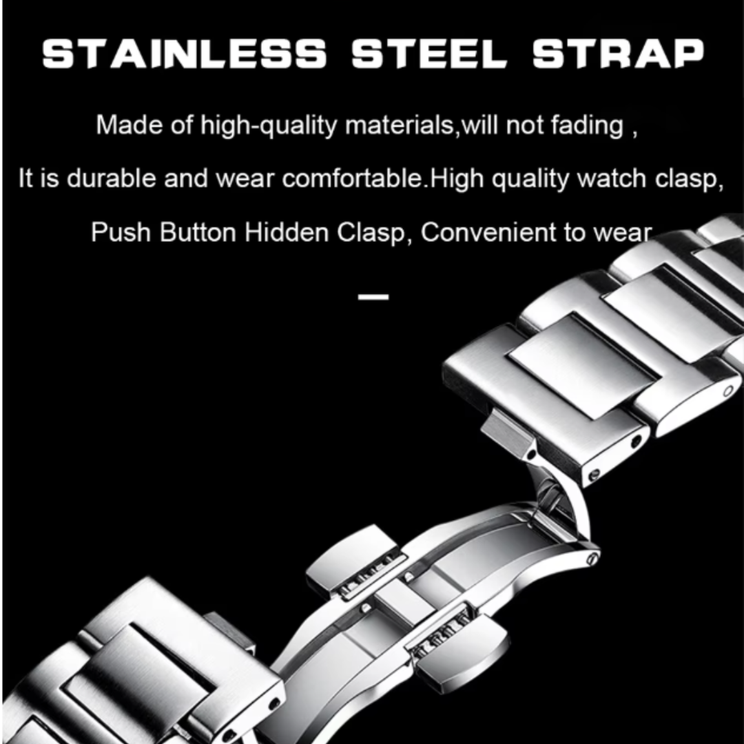 Horizon Classic – Men's Square Luxury Quartz Watch – Stainless Steel, Luminous Display, Date Feature, Waterproof Design