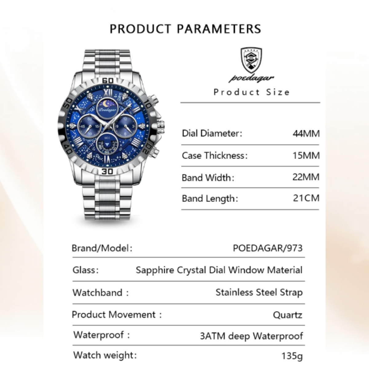 ChronoSteel Luxury Zaneluxe Chronograph Watch | Quartz Movement, Waterproof, Luminous Stainless Steel Sport Watch