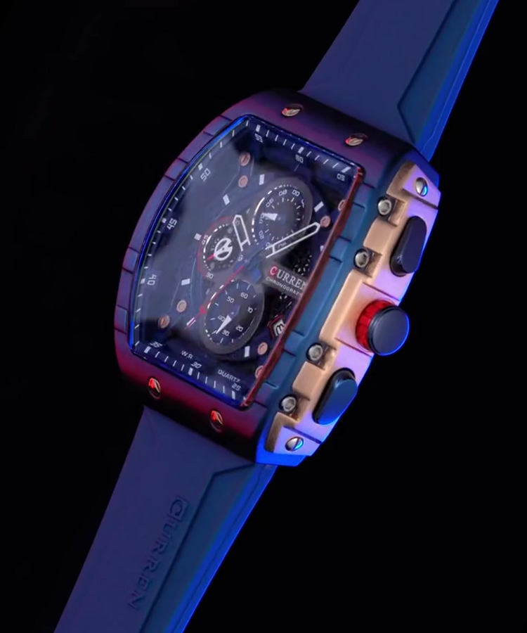 SquareSport Elite - Luxury Men’s Quartz Watch – Waterproof Silicone Strap