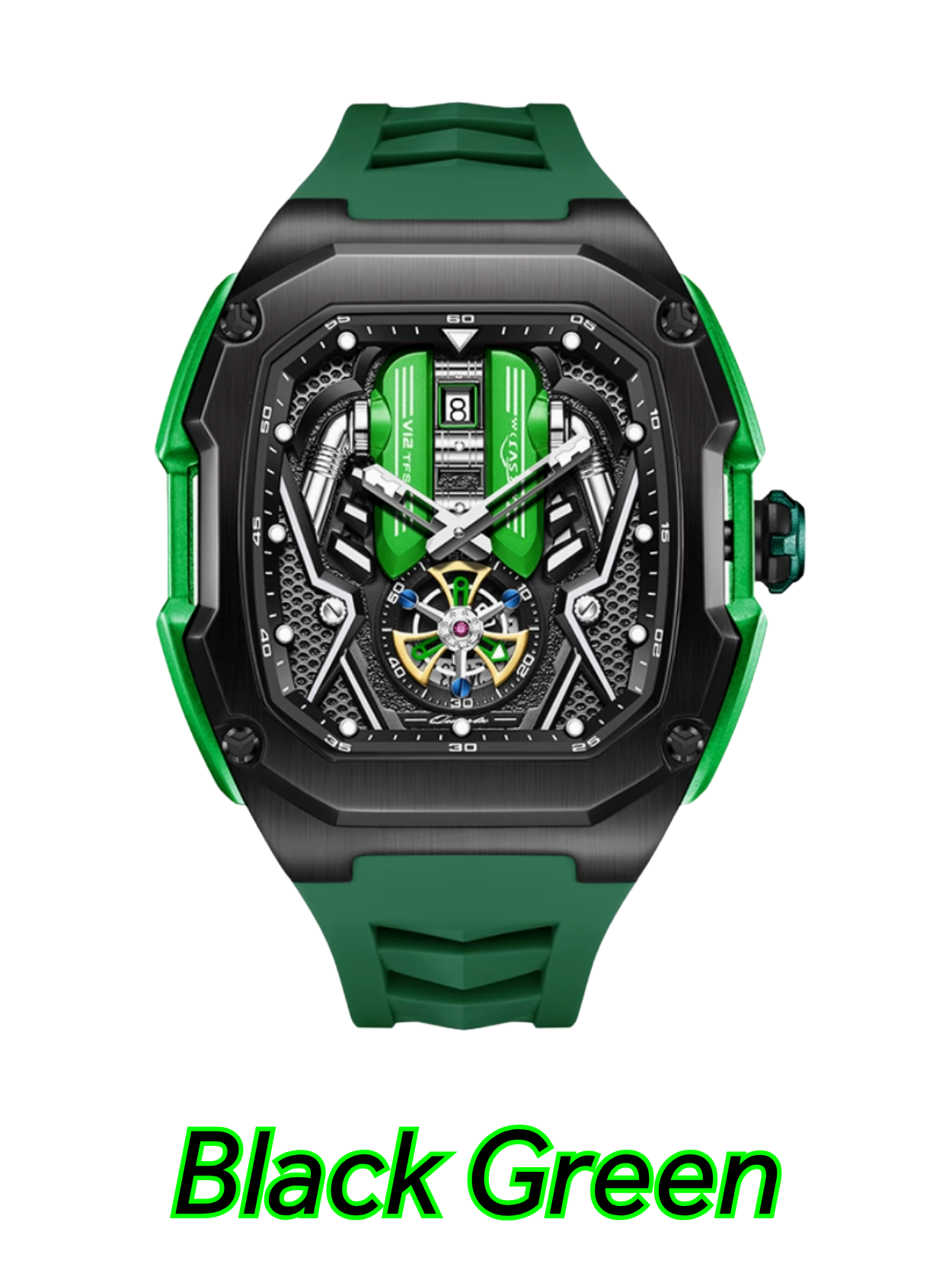 Supercar-Inspired Men's Quartz Watch – 3D Engine Design, Luminous, Waterproof, Multi-Function, High-End Style