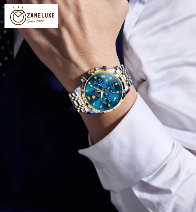 Moonphase Chrono Pro 7-Series - Moonphase Chronograph Quartz Watch for Men – Stainless Steel, Multifunction & Waterproof