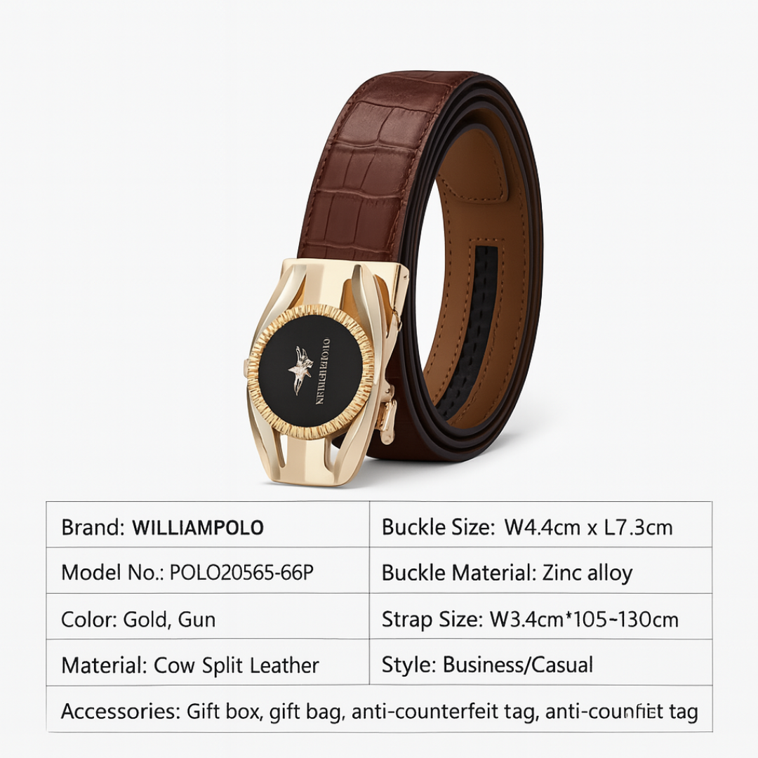 CrownLock Classic - King Paul Pure Cowhide Automatic Buckle Belt – Sleek All-Match Minimalist