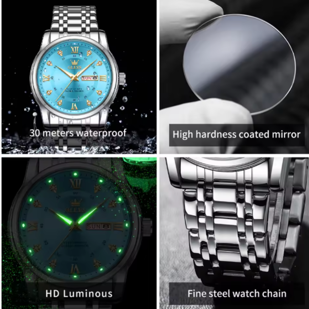 BlueDiamond DayDate - Elegance Day-Date Stainless Steel Watch