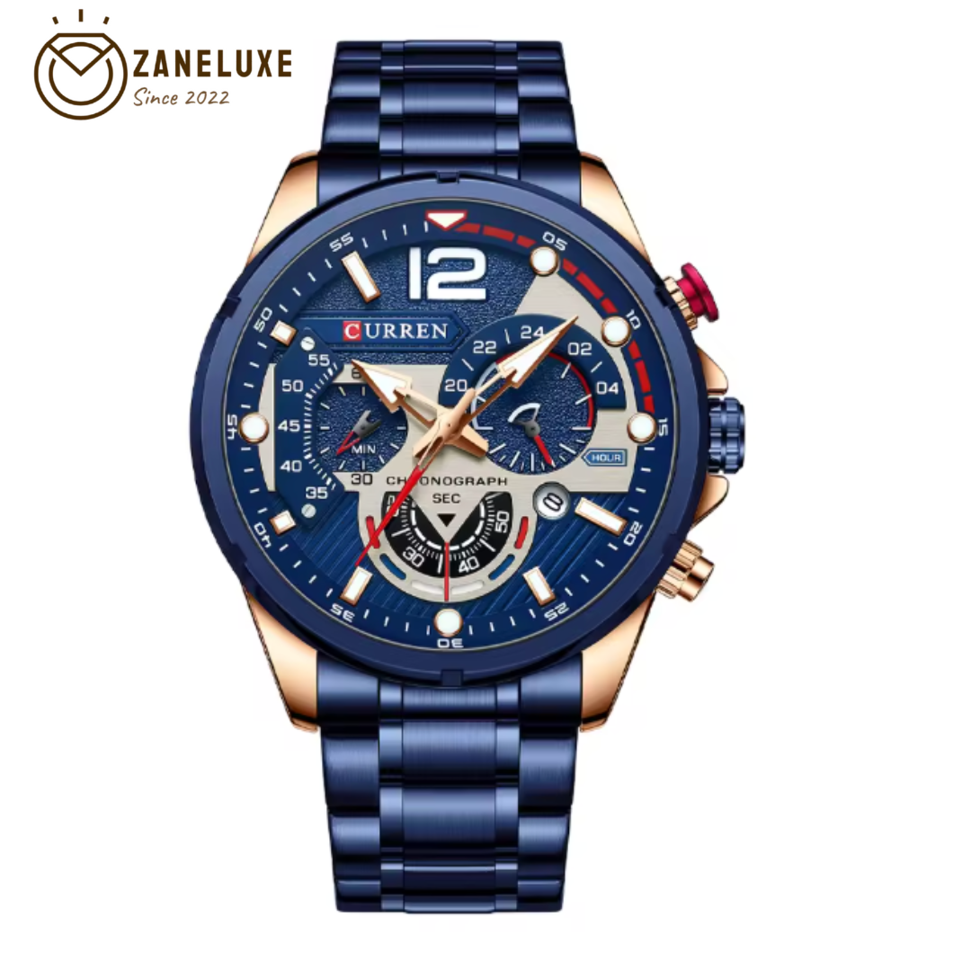 EmeraldForce - Men’s Luxury Green-Dial Stainless Steel Quartz Sport Watch – Waterproof with Date Display