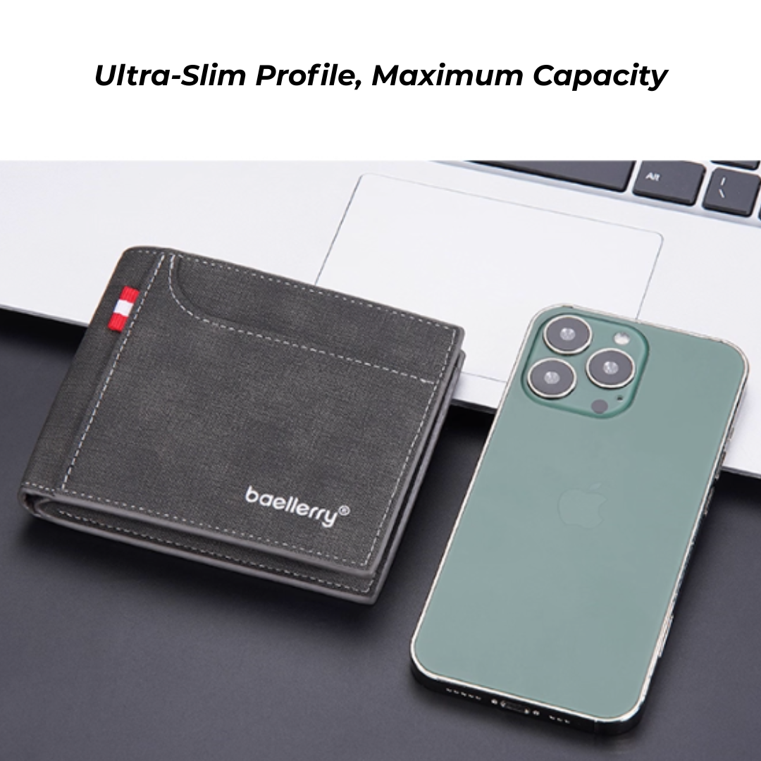 UrbanPilot Executive Wallet - Modern Canvas Men’s Bifold Leather Travel Wallet