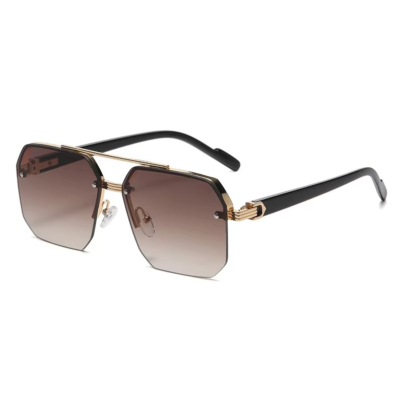 Men's Metal Sunglasses Square Half Frame Casual Trend Personality Retro Fashion For Outdoor