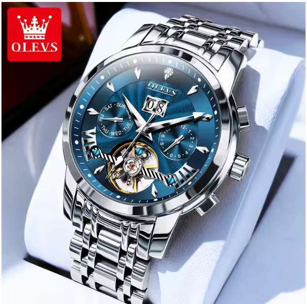 Monarch Chronos Men Luxury Watch - Flywheel Automatic Watch for Men Calendar Display Waterproof Stainless steel High Quality Mechanical Men's Wristwatch
