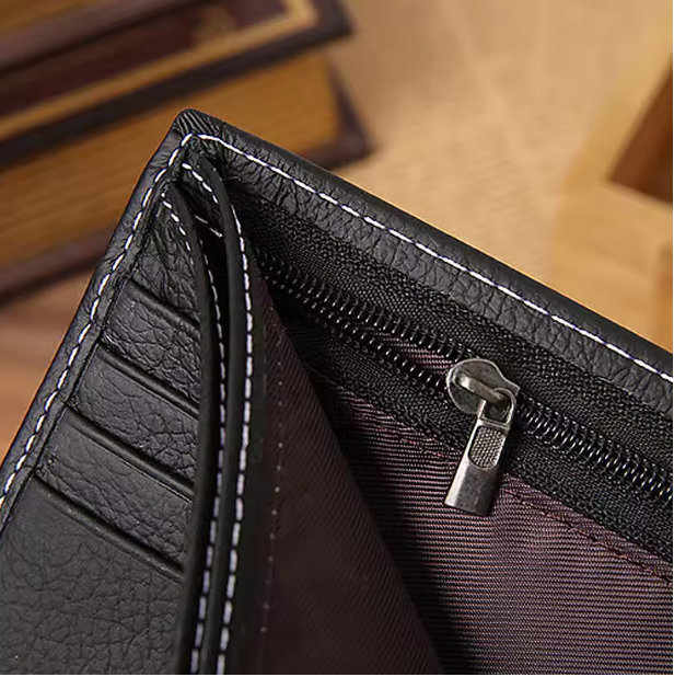 Vintage Heritage Collection - Men’s Genuine Leather Bifold Wallet with Zippered Coin Pocket, Secure Buckle Closure & Photo ID Sleeve