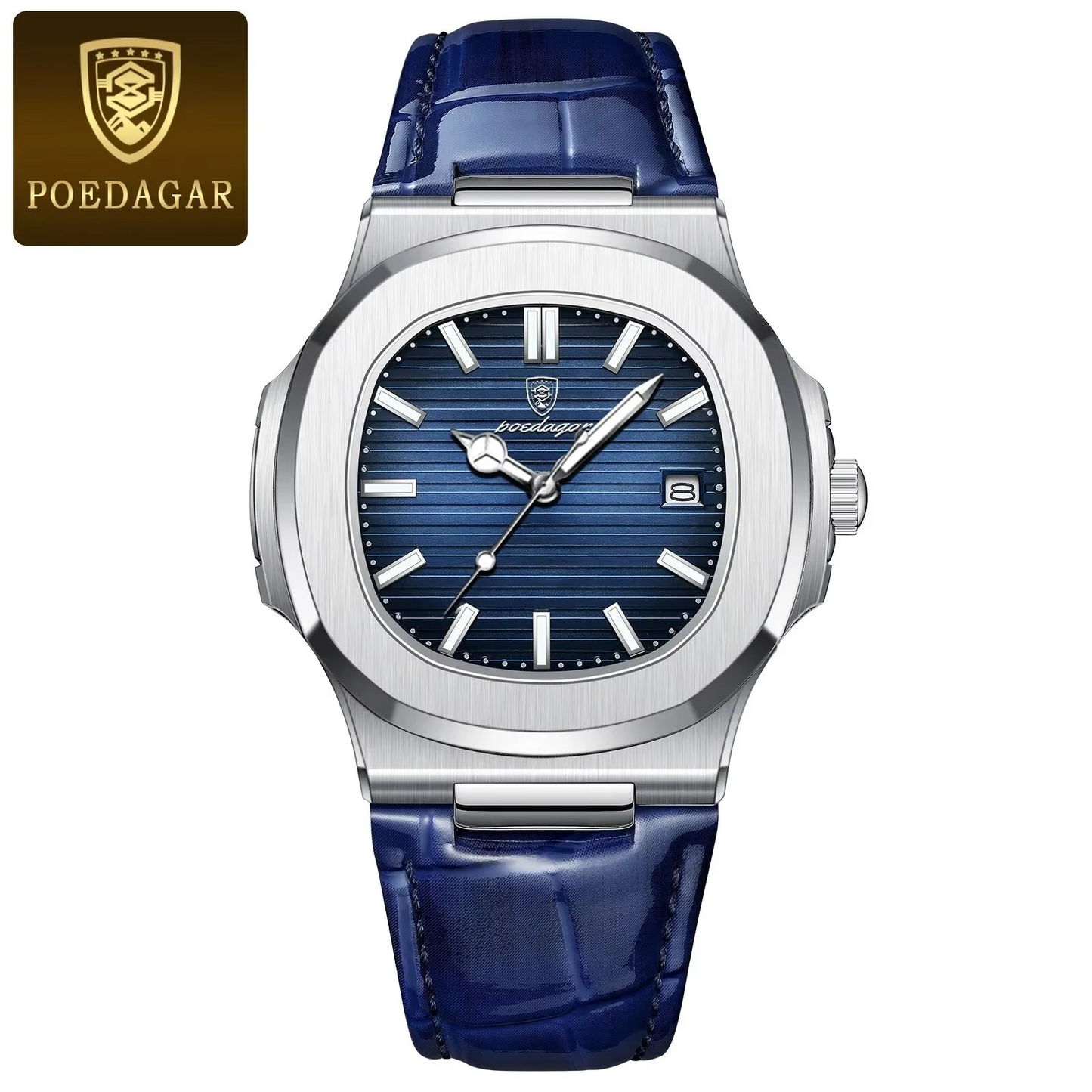 Poseidon's Mark - Top Luxury Square Waterproof Luminous Wristwatch Leather For Men