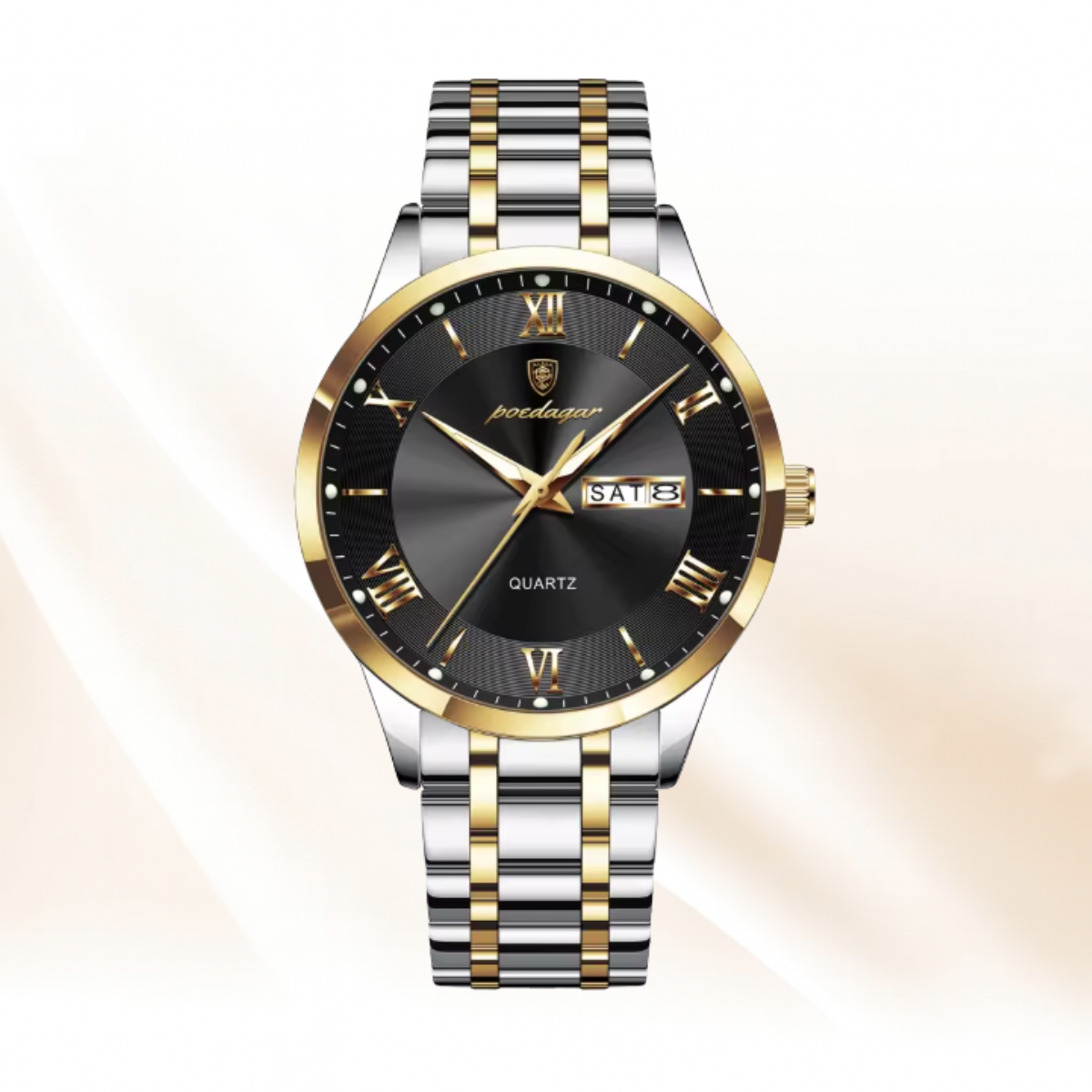 AstraChron – Men’s Stainless-Steel Quartz Sports Watch, 3 ATM Waterproof, Luminous Hands & Week/Date Display