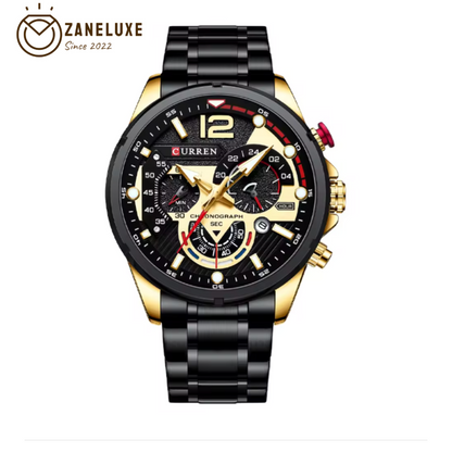 EmeraldForce - Men’s Luxury Green-Dial Stainless Steel Quartz Sport Watch – Waterproof with Date Display