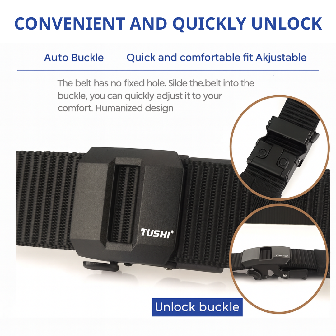 TrailFlex Belt - Men’s Outdoor Nylon Canvas Belt – Quick-Dry, Toothless Automatic Buckle, Casual & Durable