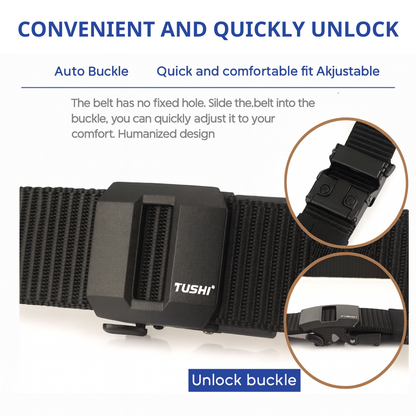 TrailFlex Belt - Men’s Outdoor Nylon Canvas Belt – Quick-Dry, Toothless Automatic Buckle, Casual & Durable