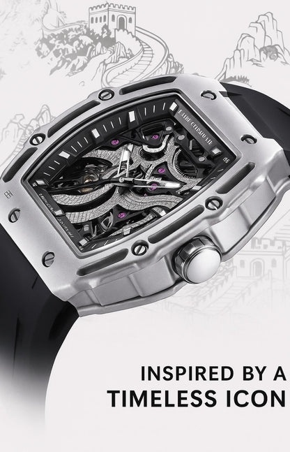 Mark Fairwhale Great Wall Edition – Men's Skeleton Automatic Watch with Architectural Detailing