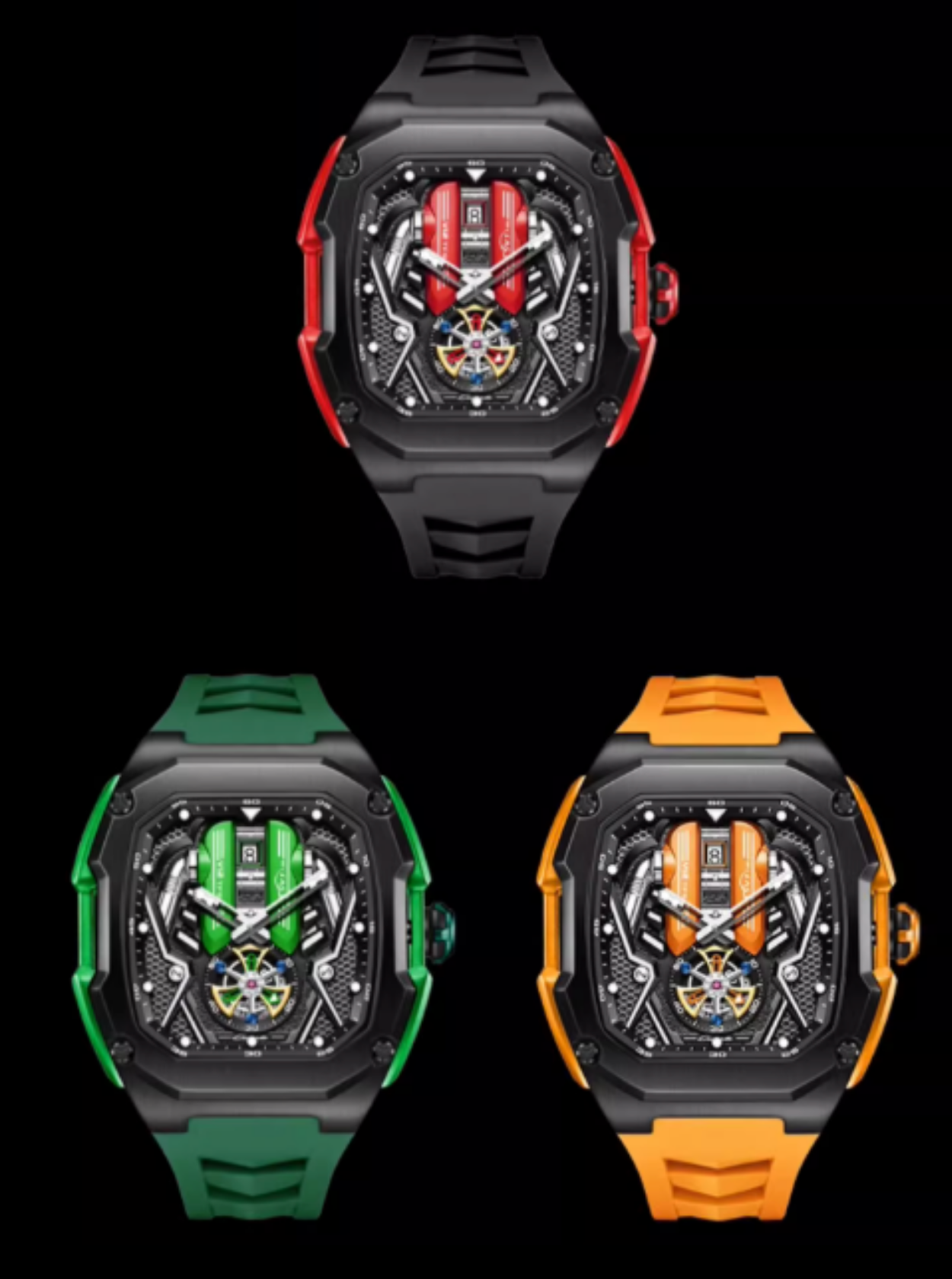 Supercar-Inspired Men's Quartz Watch – 3D Engine Design, Luminous, Waterproof, Multi-Function, High-End Style