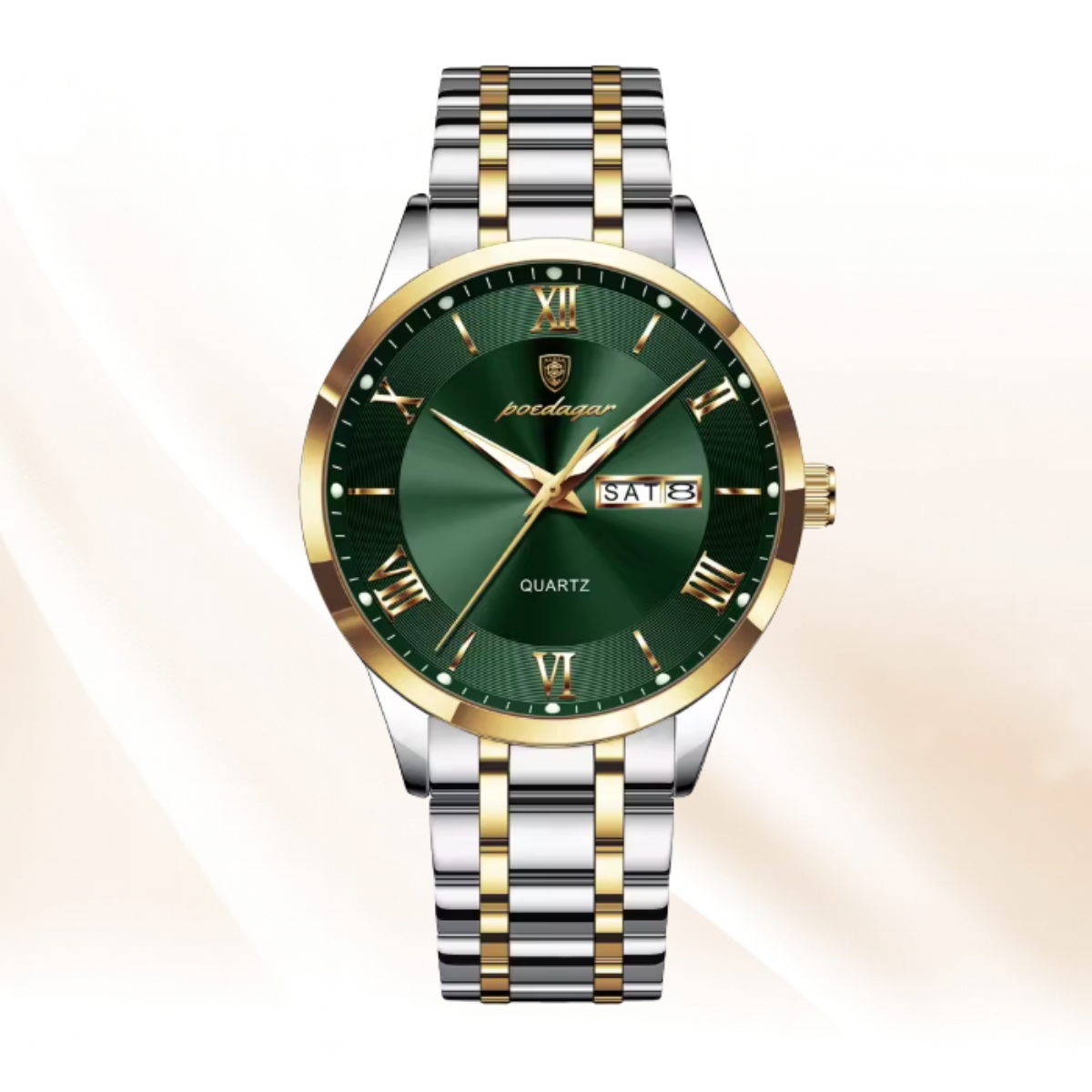 AstraChron – Men’s Stainless-Steel Quartz Sports Watch, 3 ATM Waterproof, Luminous Hands & Week/Date Display