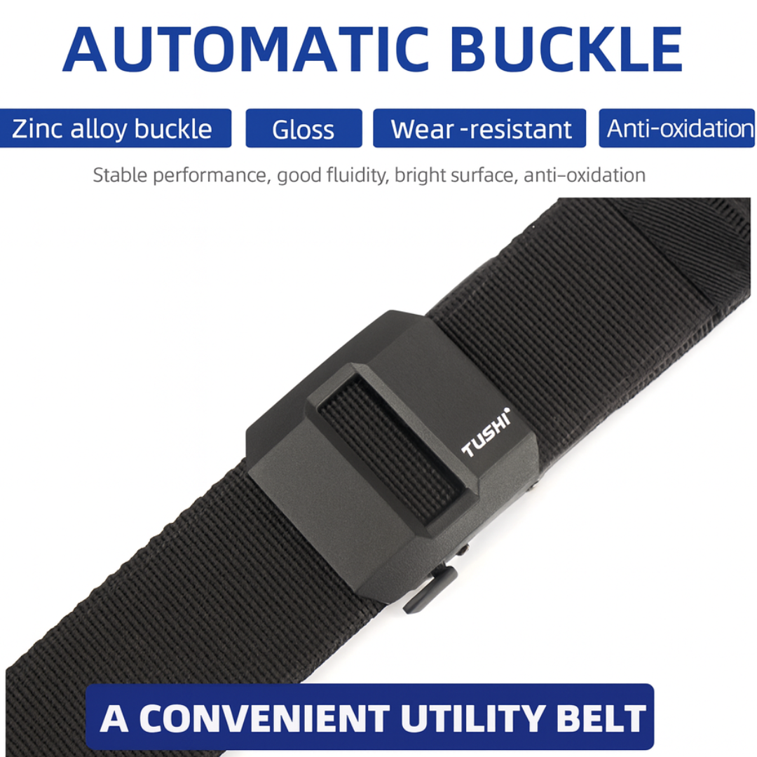 TrailFlex Belt - Men’s Outdoor Nylon Canvas Belt – Quick-Dry, Toothless Automatic Buckle, Casual & Durable