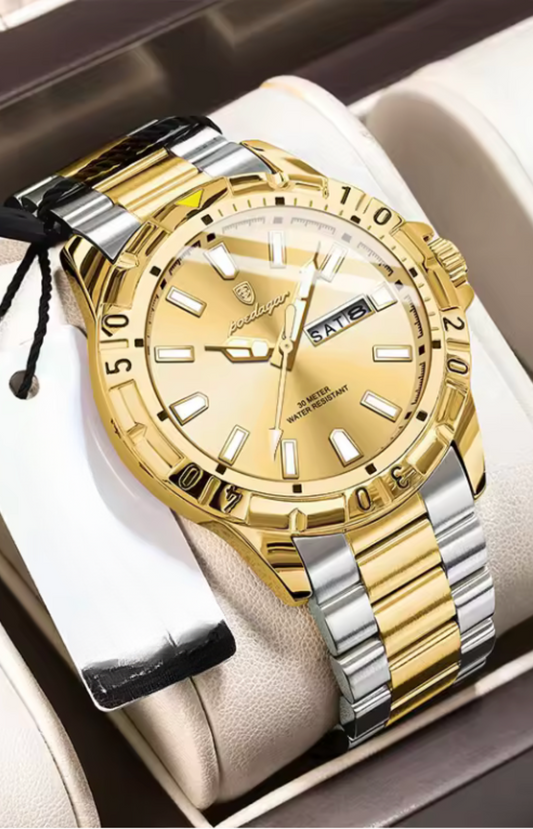 Aegis WeekMaster – Men’s Military Quartz Watch, 5 ATM Waterproof with Luminous Hands, Date & Week Display, Stainless-Steel Strap