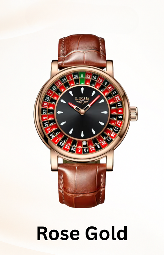Voyager Roulette Edition | Men’s Brown Leather Waterproof Luminous Watch