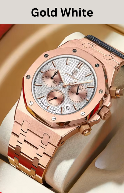 SteelEdge Chrono – Men's Luxury Quartz Watch with Luminous Dial, Date Display & Waterproof Design