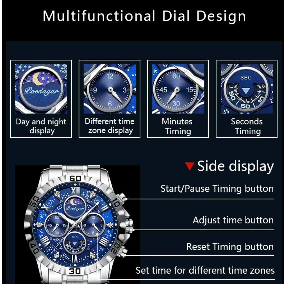 ChronoLuxe - Luxury Waterproof Luminous Chronograph Stainless Steel Casual Sports Men Watch