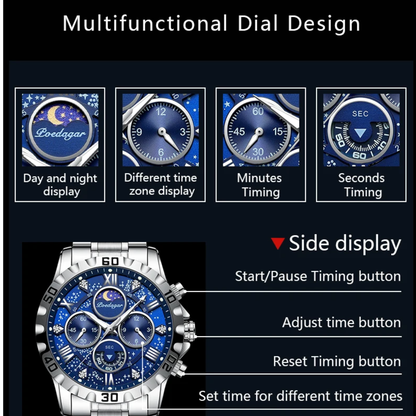ChronoLuxe - Luxury Waterproof Luminous Chronograph Stainless Steel Casual Sports Men Watch