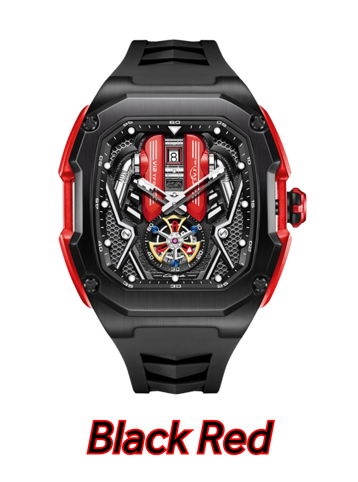Supercar-Inspired Men's Quartz Watch – 3D Engine Design, Luminous, Waterproof, Multi-Function, High-End Style