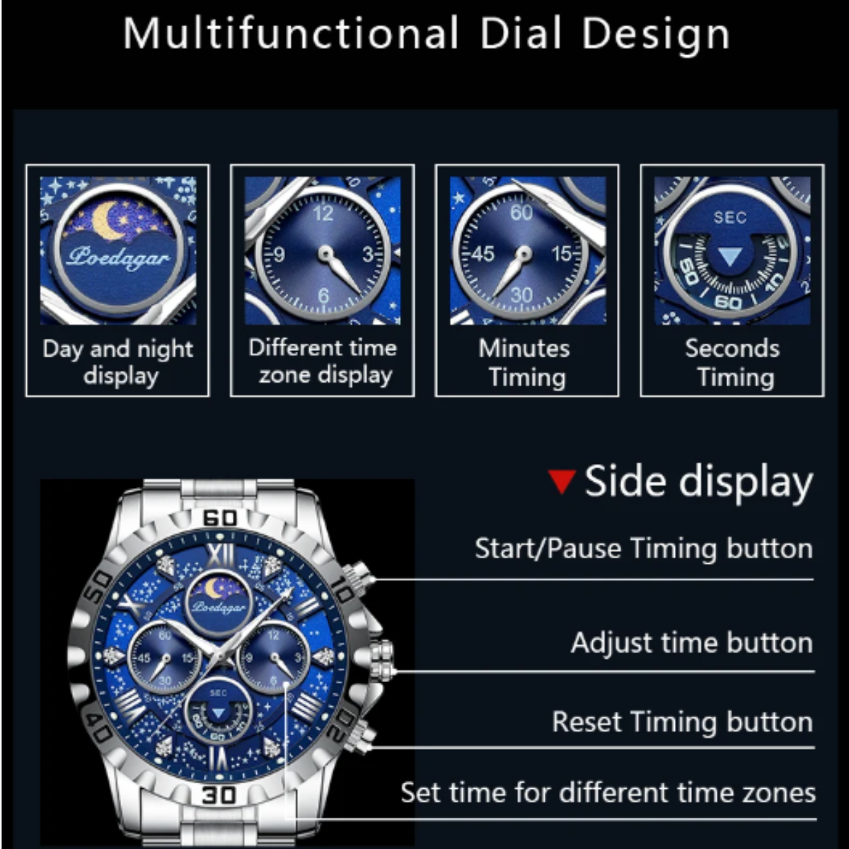 ChronoSteel Luxury Zaneluxe Chronograph Watch | Quartz Movement, Waterproof, Luminous Stainless Steel Sport Watch