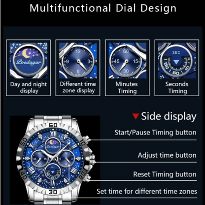 ChronoSteel Luxury Zaneluxe Chronograph Watch | Quartz Movement, Waterproof, Luminous Stainless Steel Sport Watch