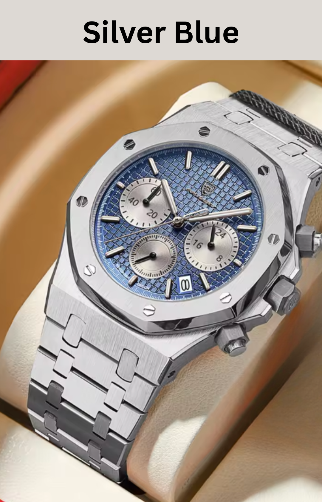 SteelEdge Chrono – Men's Luxury Quartz Watch with Luminous Dial, Date Display & Waterproof Design