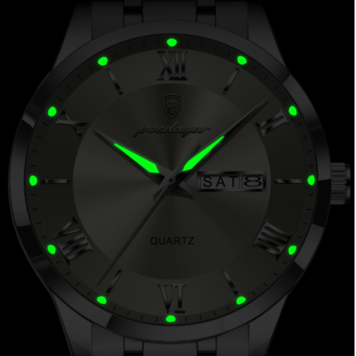 AstraChron – Men’s Stainless-Steel Quartz Sports Watch, 3 ATM Waterproof, Luminous Hands & Week/Date Display