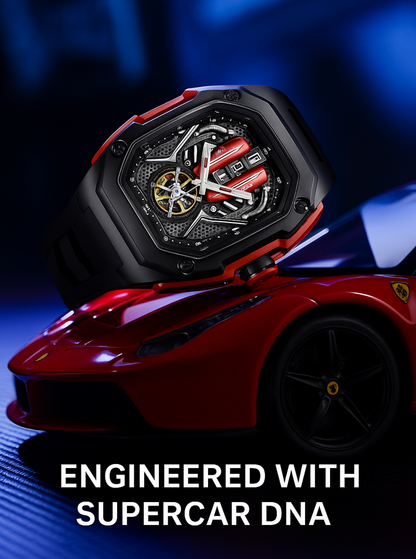 Supercar-Inspired Men's Quartz Watch – 3D Engine Design, Luminous, Waterproof, Multi-Function, High-End Style