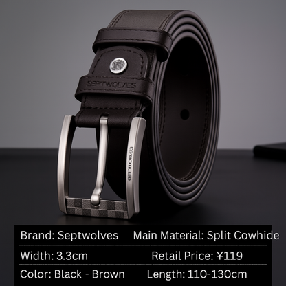 Essential Classic Series - Men’s Premium Genuine Leather Pin-Buckle Belt