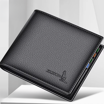 Kangaroo EliteSlim Wallet - 2025 Premium Top-Grain Cowhide Leather Men’s Slim Bifold Wallet with Integrated Multi-Card Holder