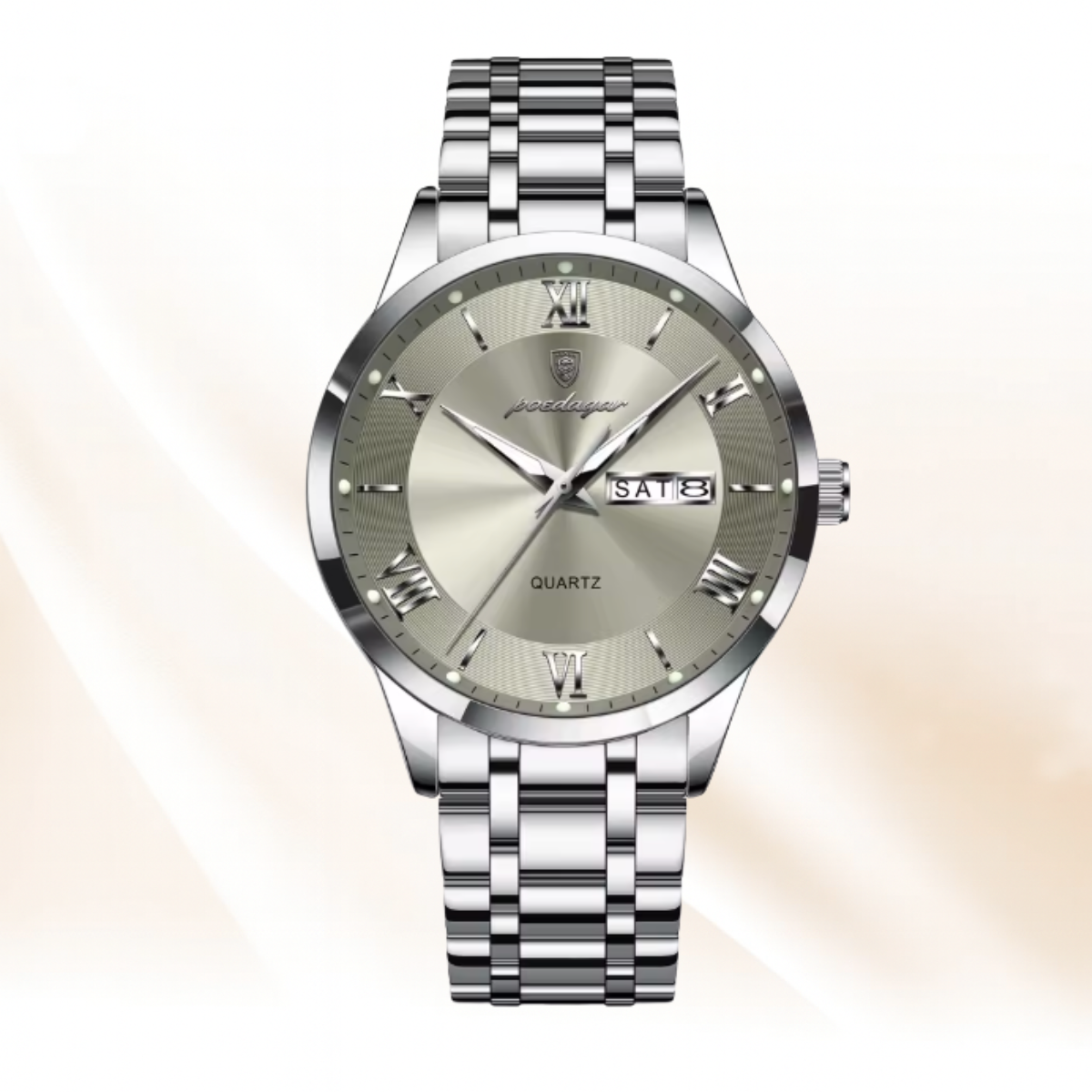 AstraChron – Men’s Stainless-Steel Quartz Sports Watch, 3 ATM Waterproof, Luminous Hands & Week/Date Display