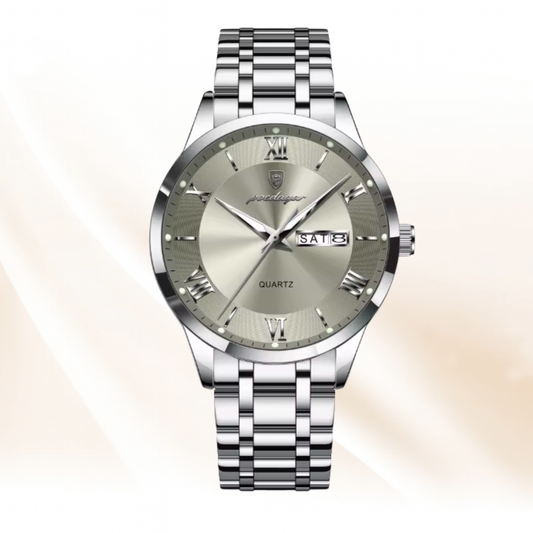 AstraChron – Men’s Stainless-Steel Quartz Sports Watch, 3 ATM Waterproof, Luminous Hands & Week/Date Display