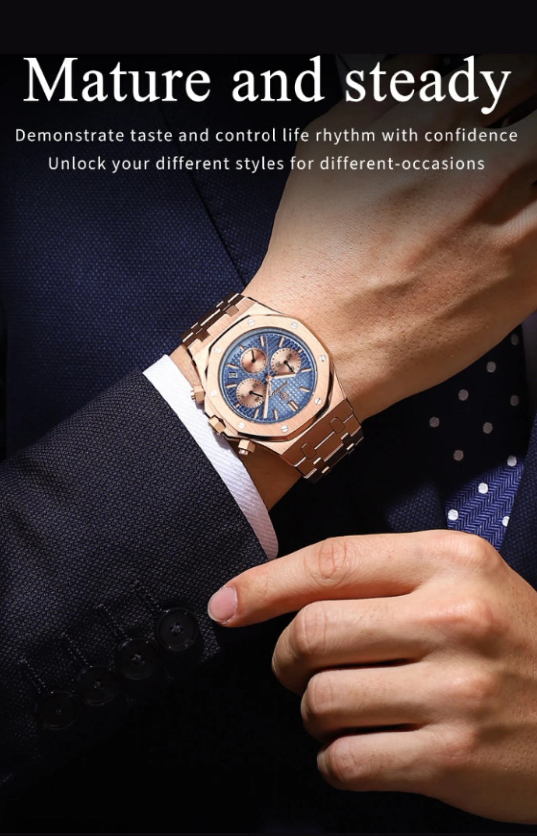 SteelEdge Chrono – Men's Luxury Quartz Watch with Luminous Dial, Date Display & Waterproof Design