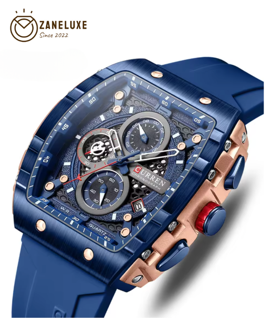 SquareSport Elite -  Luxury Men’s Quartz Watch – Waterproof Silicone Strap