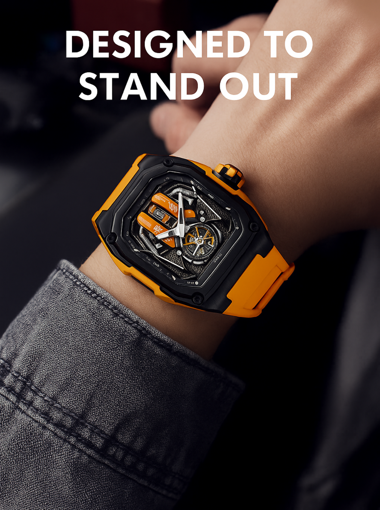 Supercar-Inspired Men's Quartz Watch – 3D Engine Design, Luminous, Waterproof, Multi-Function, High-End Style