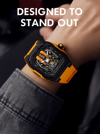 Supercar-Inspired Men's Quartz Watch – 3D Engine Design, Luminous, Waterproof, Multi-Function, High-End Style