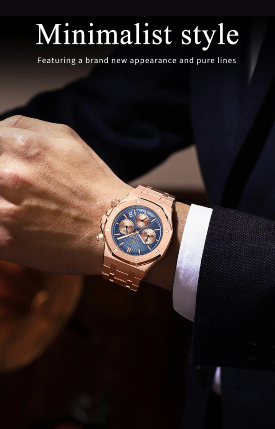 SteelEdge Chrono – Men's Luxury Quartz Watch with Luminous Dial, Date Display & Waterproof Design