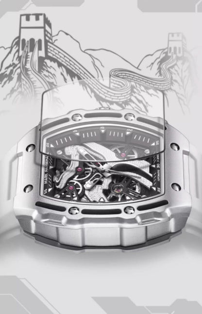 Mark Fairwhale Great Wall Edition – Men's Skeleton Automatic Watch with Architectural Detailing