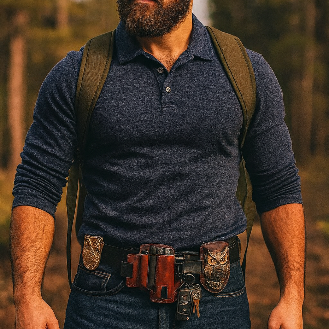 OwlGuard Belt - Premium Cowhide Leather Tactical Belt with Owl Buckle – Durable & Multifunctional