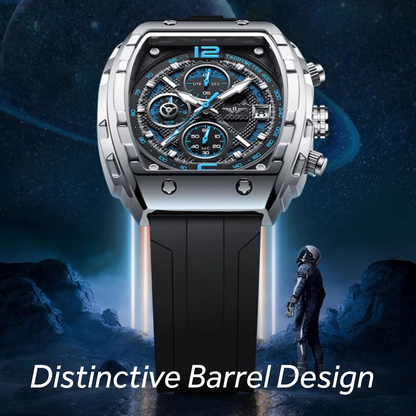 Swiss Timepiece - Barrel-Style Men's Watch – Genuine Swiss Quartz & Mechanical Hybrid, Waterproof, Perfect Gift For Men