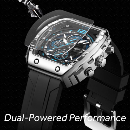 Swiss Timepiece - Barrel-Style Men's Watch – Genuine Swiss Quartz & Mechanical Hybrid, Waterproof, Perfect Gift For Men