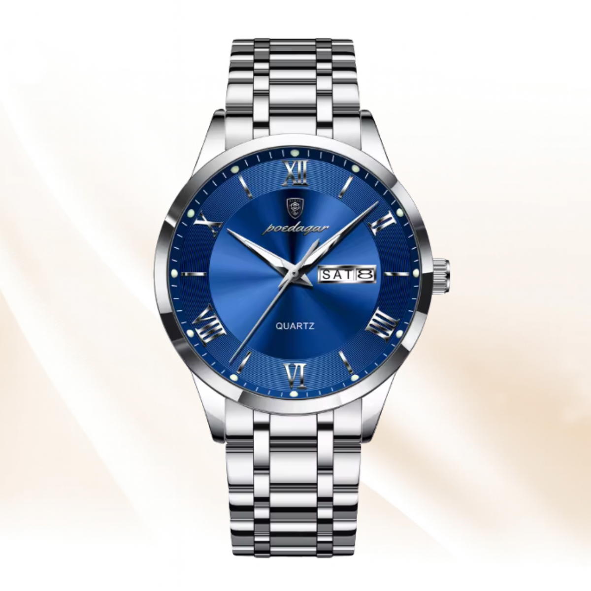 AstraChron – Men’s Stainless-Steel Quartz Sports Watch, 3 ATM Waterproof, Luminous Hands & Week/Date Display