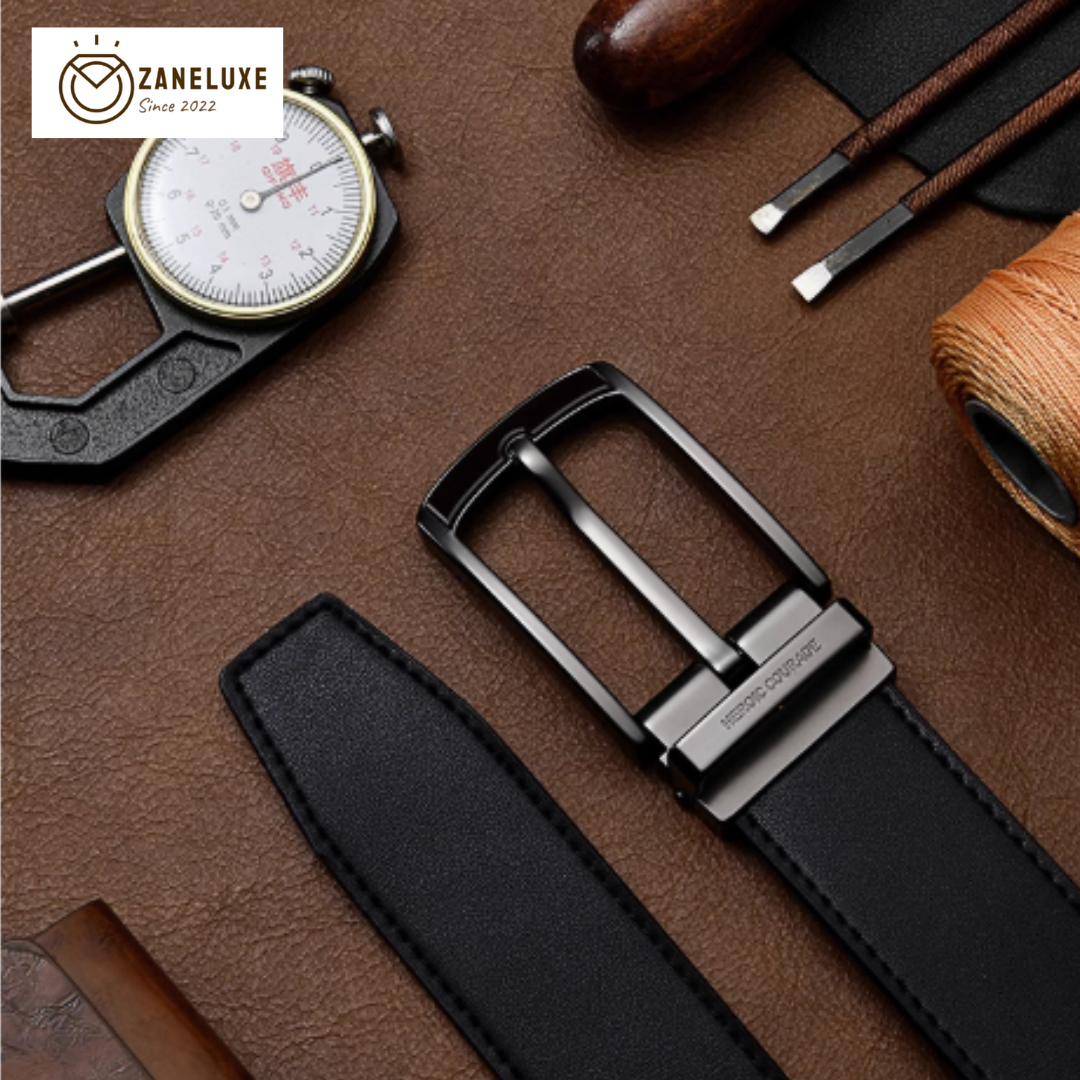 SuitLock Signature - Men’s 2025 Genuine Leather Pin-Buckle Belt – Classic Business Suit