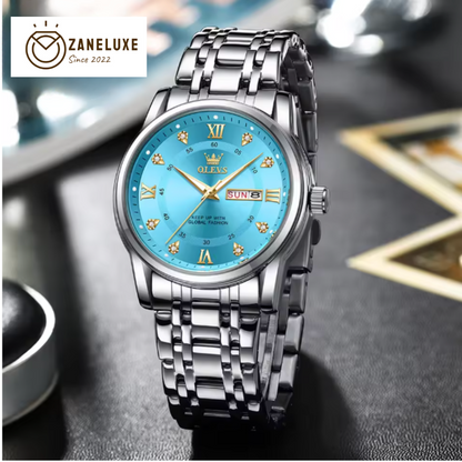 BlueDiamond DayDate - Elegance Day-Date Stainless Steel Watch
