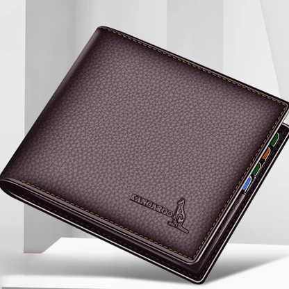 Kangaroo EliteSlim Wallet - 2025 Premium Top-Grain Cowhide Leather Men’s Slim Bifold Wallet with Integrated Multi-Card Holder