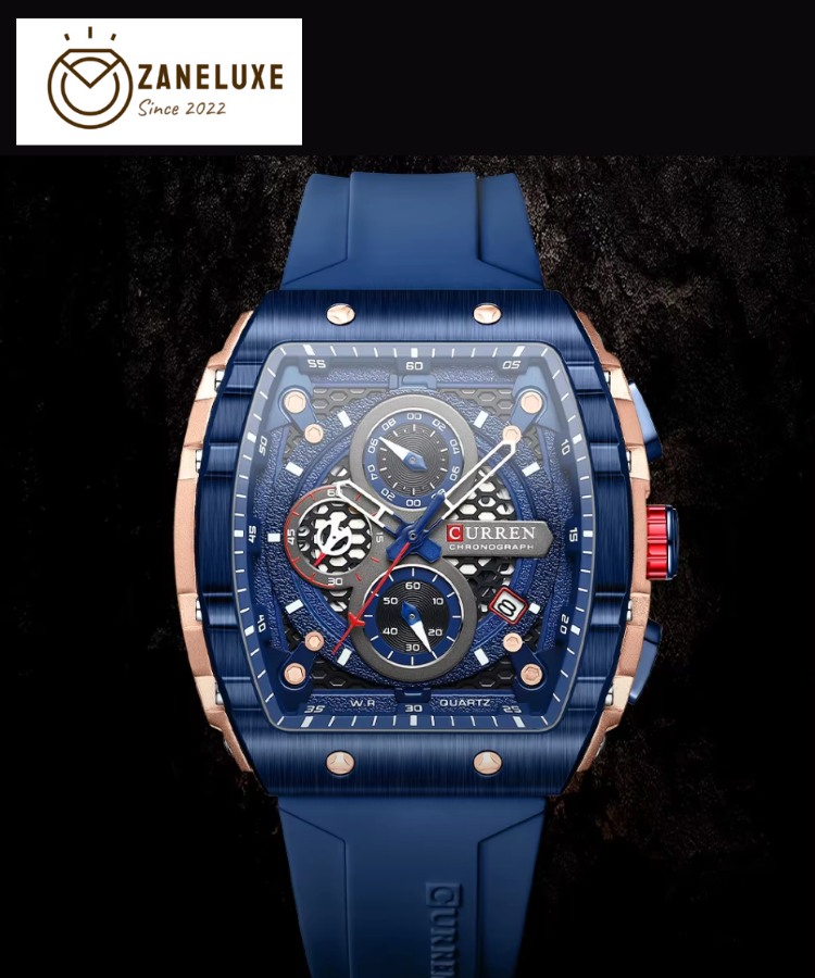 SquareSport Elite -  Luxury Men’s Quartz Watch – Waterproof Silicone Strap